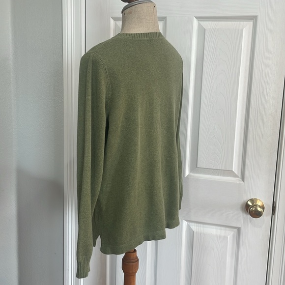 Eddie Bauer pull over sweater crewneck olive green cotton men women size small S - Picture 4 of 5